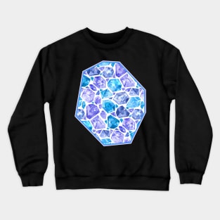 Butterflies Suspended in Geometric Gems - Sapphire and Amethyst Crewneck Sweatshirt